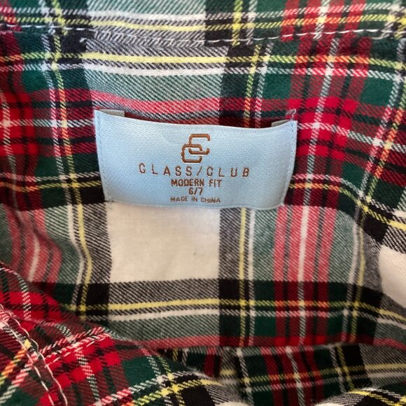 The Class/Club Boys Red Ivory Plaid Flannel Shirt Size 6/7 NWT Holiday Style - Picture 4 of 6